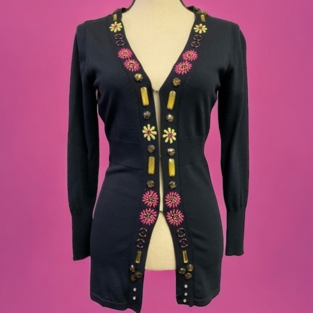 Mara Carol Embroidered & Gems Cardigan